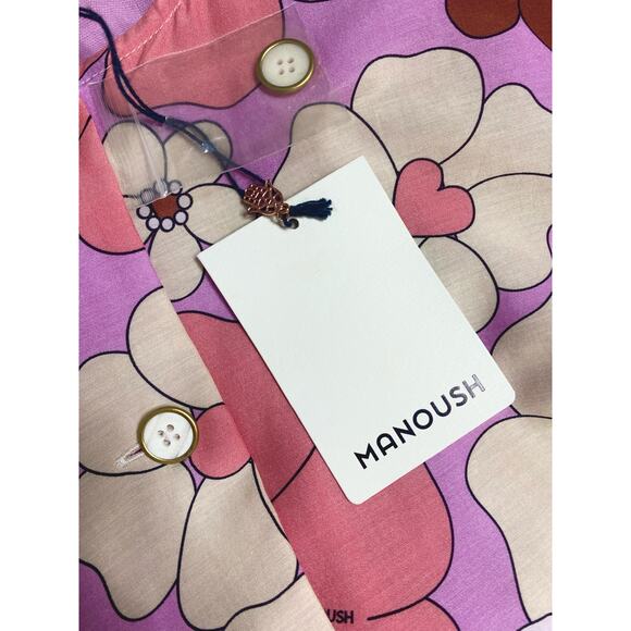 MANOUSH Silk Blend Groovy Floral Comic Strip Shirt Dress US 36 NWT $945 - Picture 14 of 16